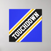 Leuke Athletic Vivid Blue Black TOUCHDOWN Stripes Canvas Afdruk (Voorkant)