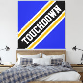 Leuke Athletic Vivid Blue Black TOUCHDOWN Stripes Canvas Afdruk (Insitu (Slaapkamer))