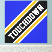 Leuke Athletic Vivid Blue Black TOUCHDOWN Stripes Canvas Afdruk (Insitu (Houten vloer))