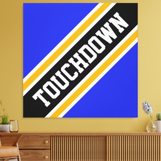 Leuke Athletic Vivid Blue Black TOUCHDOWN Stripes Canvas Afdruk (Insitu (Woonkamer))