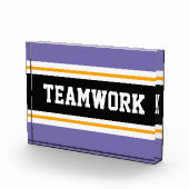 Leuke Atletische Paarse Zwart Wit TEAMWORK Strepen Fotoblokken (Rechts)