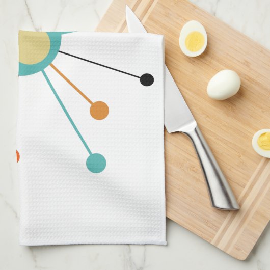 Leuke Atomic Star Retro Turquoise Sinaasappel Mide Theedoek (Quarter Fold)