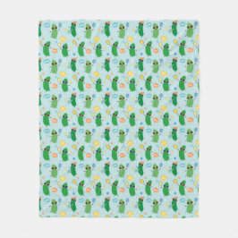 Leuke augurken spelen Pickleball op lichtblauw Fleece Deken