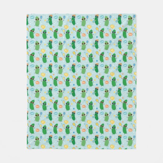 Leuke augurken spelen Pickleball op lichtblauw Fleece Deken (Voorkant)