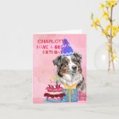 Leuke Australische herder met taart verjaardag Kaart (Gele Bloem)