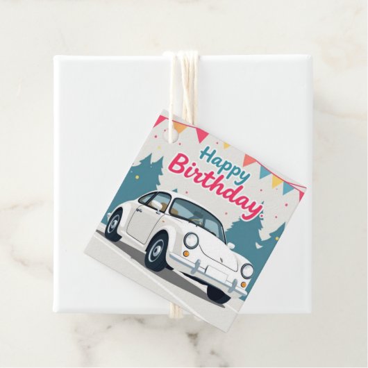 Leuke auto-thema Happy Birthday Bedankjes Labels (In situ)