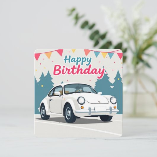 Leuke auto-thema Happy Birthday Kaart (Staand voorkant)