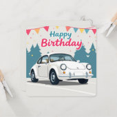 Leuke auto-thema Happy Birthday Kaart (Voorkant / Achterkant in situ)