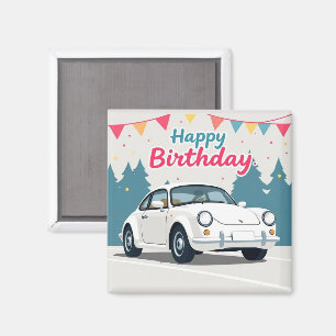 Leuke auto-thema Happy Birthday Magneet