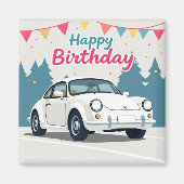 Leuke auto-thema Happy Birthday Magneet (Voorkant)
