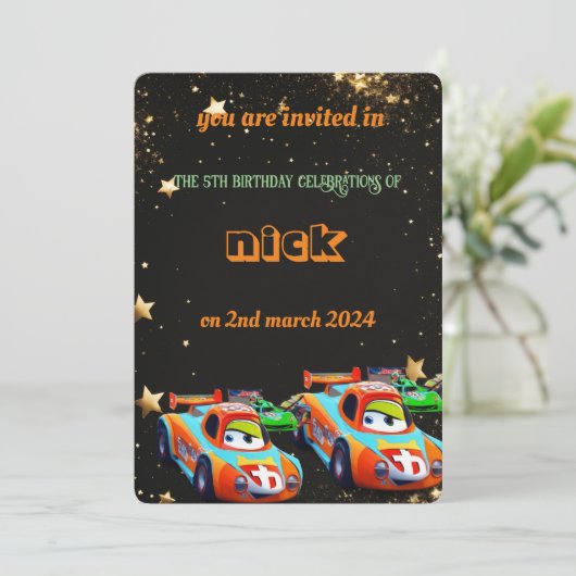 Leuke auto's verjaardag kaart (Staand voorkant)