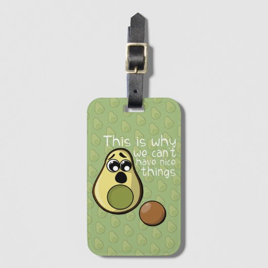 Leuke avocado, daarom kunnen we geen leuke dingen bagagelabel (Voorkant (verticaal))