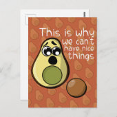 Leuke avocado, daarom kunnen we geen leuke dingen  briefkaart (Voorkant / Achterkant)