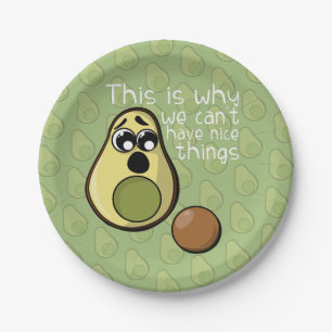 Leuke avocado, daarom kunnen we geen leuke dingen  papieren bordje