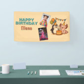 Leuke Axolotl en pinguïn meisje verjaardag Spandoek (Beurs)