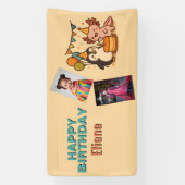 Leuke Axolotl en pinguïn meisje verjaardag Spandoek (Verticaal)