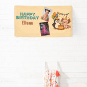 Leuke Axolotl en pinguïn meisje verjaardag Spandoek (Insitu)