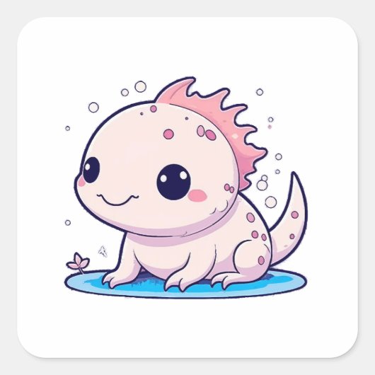 Leuke axolotl filosoof vierkante sticker (Voorkant)