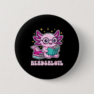 Leuke axolotl grappig boek lezende liefhebber ronde button 5,7 cm