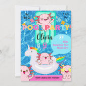 Leuke Axolotl Zomer Zwembad Party Uitnodiging (Voorkant)