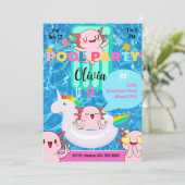 Leuke Axolotl Zomer Zwembad Party Uitnodiging (Staand voorkant)