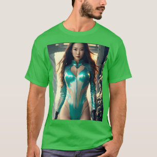 Leuke Aziatische Cyberpunk Portret Cool Kunst T-shirt