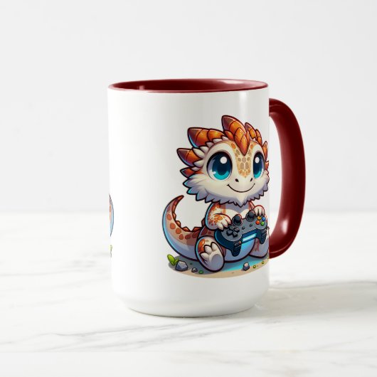 Leuke baardagaam Dragon Holding Game Controller Mok (Voorkant rechts)