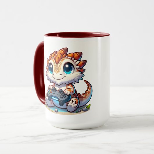 Leuke baardagaam Dragon Holding Game Controller Mok (Voorkant links)