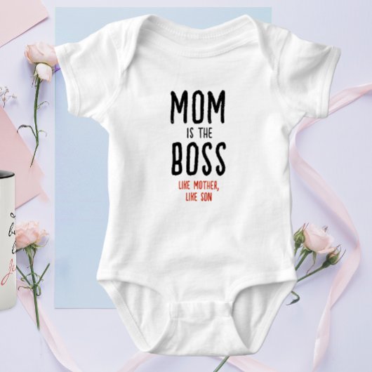 Leuke baas mama vader Gezegde modern zwart en rood Romper