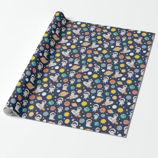 Leuke Baby-astronaut Cadeaupapier (Uitgerold)