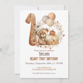 Leuke Baby Beer Herfst Beary 1e Verjaardagsuitnodi Kaart (Voorkant)