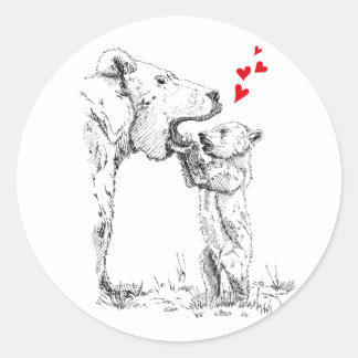Leuke baby beren welp met nieuwsgierigheid. ronde sticker