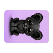 Leuke Baby Black Panther Cub op Paarse Magneet (Horizontaal)