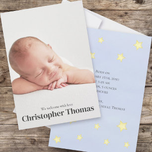 Leuke Baby Blauw Eenvoudige Foto Kwekerij Rhyme Sc Aankondiging