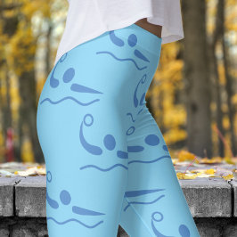 Leuke Baby Blauw Vrouwen Water Polo Patroon Leggings