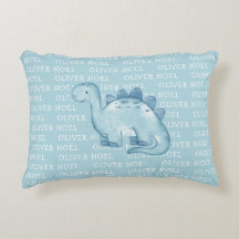 Leuke Baby Blauwe Dinosaurus met Naam Waterverf