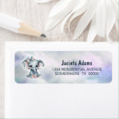 Leuke baby blauwe olifant retour adres label (Insitu)