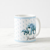 Leuke Baby boy blauw Olifanten Baby shower Koffiemok (Voorkant rechts)