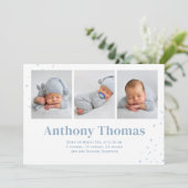 Leuke Baby Boy Multi Foto Whimsical Eenvoudige Den Aankondiging (Staand voorkant)