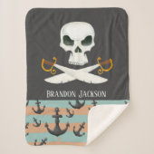Leuke Baby Boy Pirate Voeg naam toe Sherpa Deken (Voorkant)