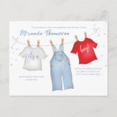 Leuke Baby Boy Whimsical Denim Blauwe Baby Kleding Briefkaart (Voorkant)