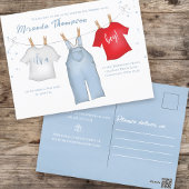 Leuke Baby Boy Whimsical Denim Blauwe Baby Kleding Briefkaart