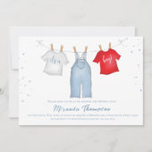Leuke Baby Boy Whimsical Denim Blauwe Baby Kleding Kaart (Voorkant)