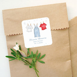 Leuke Baby Boy Whimsical Denim Blauwe Baby Kleding Vierkante Sticker