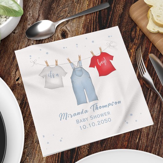 Leuke Baby Boy Whimsical Denim Blue Baby shower Servet