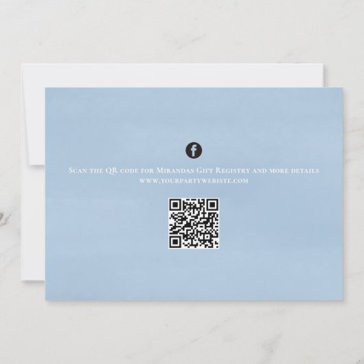 Leuke Baby Boy Whimsical Denim Blue QR-code Kaart (Achterkant)