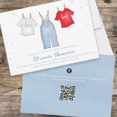 Leuke Baby Boy Whimsical Denim Blue QR-code Kaart
