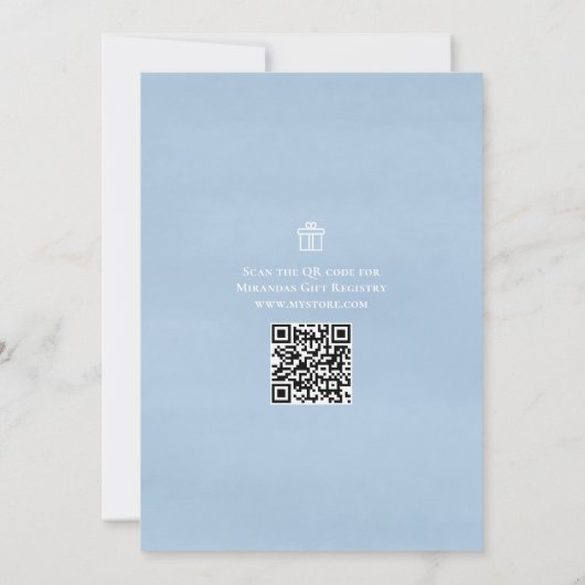 Leuke Baby Boy Whimsical Denim Blue QR-code Kaart (Achterkant)