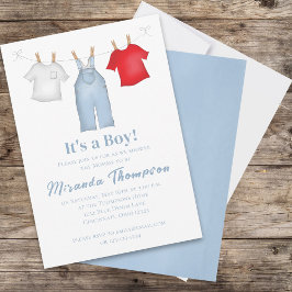 Leuke Baby Boy Whimsical Denim Blue waslijn Kaart