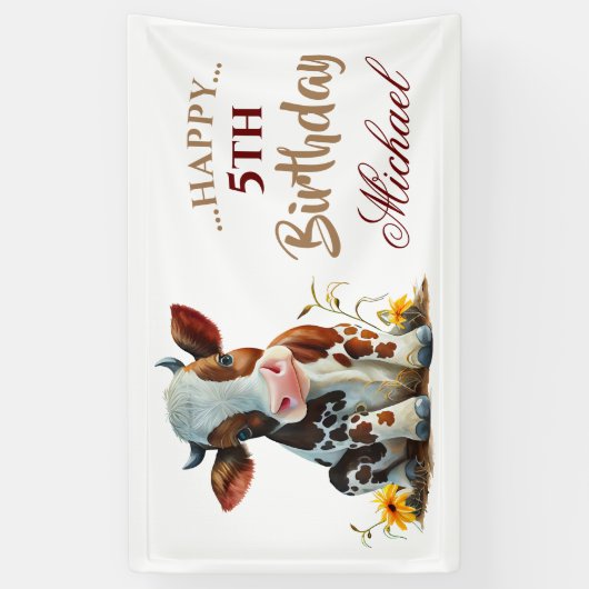 Leuke Baby bruine Koe Spandoek (Verticaal)